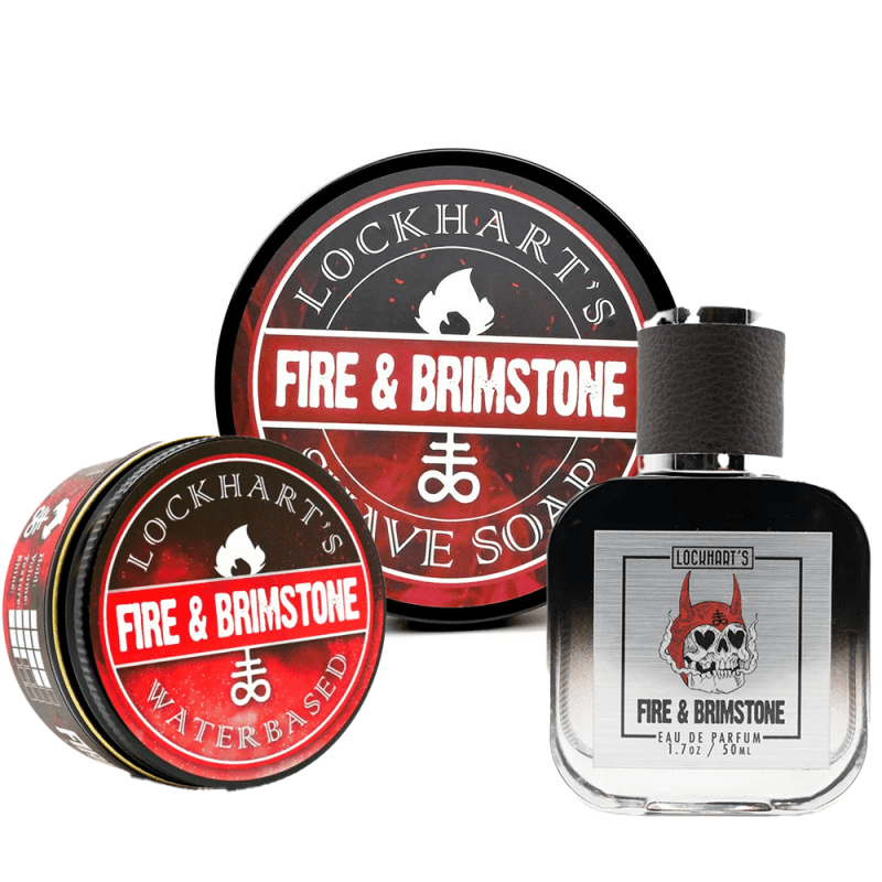 FIRE AND BRIMSTONE EDP + POMADE + SHAVE SOAP BUNDLE - Lockhart's Authentic Grooming Company, LLC